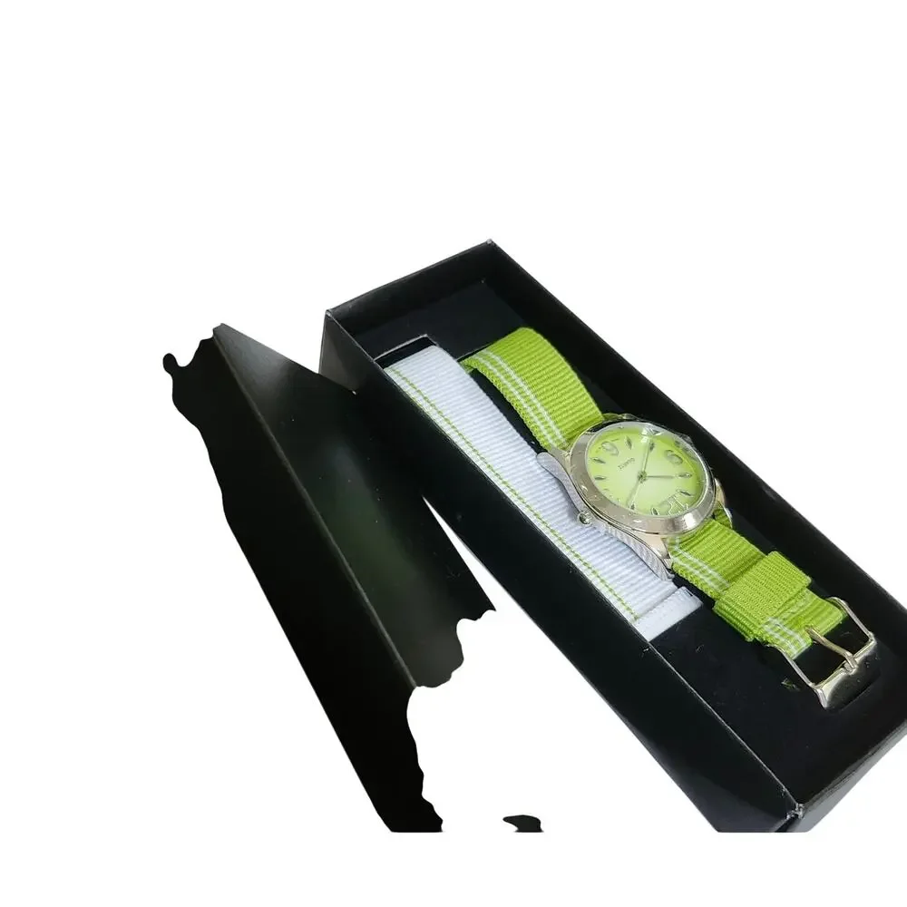 NIB Avon Lime Green Quartz Watch Interchangeable Strap Set